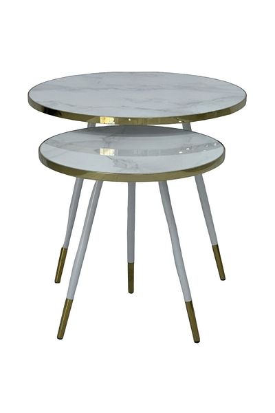 rexa Gold Marble Pattern Nesting Coffee Table