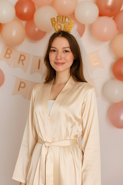 Parti Kırtasiye Simli Keçe Gold Bride Tobe Yazılı Taç - Beyaz, Bekarlığa Veda...