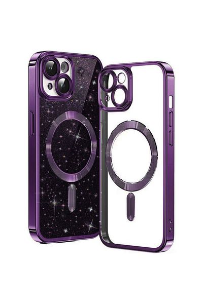 SKYDDAR INNOVATION Case for IPhone 13, Luxury Glitter Magsafe, Shockproof, Removable Back, Purple, sticker set