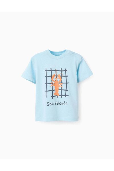 Ziddy Cotton T-shirt with 3D Detail for Baby Boys 'Lobster', Blue