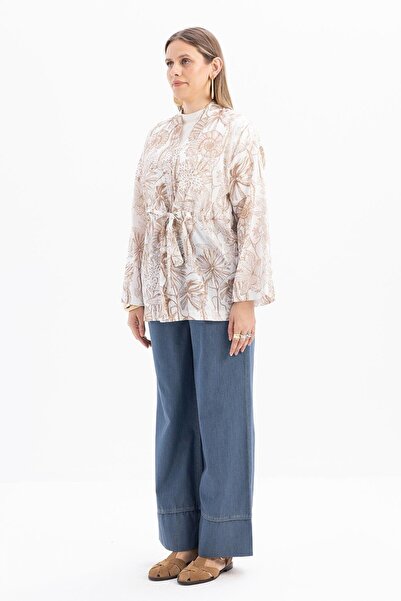 ALLDAY Κιμονό με ζώνη με βιζόν-λευκό σχέδιο