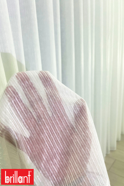 Brillant Parlak Çizgili 1/3 Sık Pileli Ütü İstemez Kırışmaz Düz Çizgili Tül P...