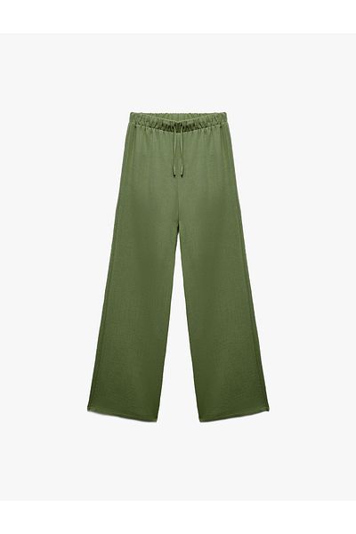 Koton Cotton Elastic Waist Tie-Up Long Muslin Trousers