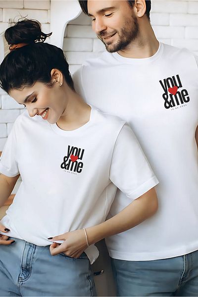 VİZYON İKRA You & Me and History Printed Unisex Lover Spouse, Couple Combination Gift for Lover and Spouse T-Shirt/T-Shirt