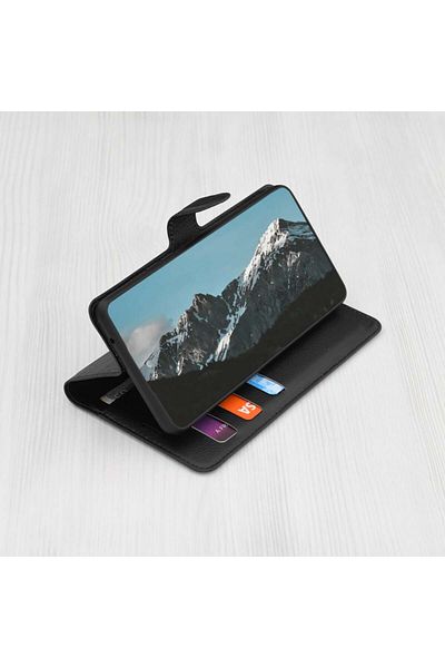 SKYDDAR INNOVATION Case for iPhone 13 Pro, Leather Folio, Book type, Inner Wallet, Premium Finishes, Black, sticker set