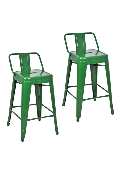 ChairLife Tolix Sırtlı Yüksek Metal Tabure (2 Adet)