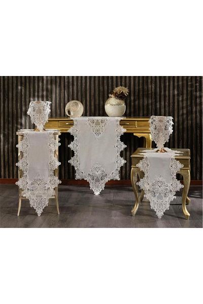 Çeyiz Diyarı Hüma Linen 5 Piece Living Room Set Gray