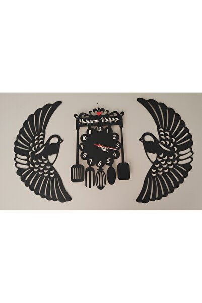 Genel Markalar Mutfak Saati Kişiye Özel isim Yazılı 3 lü kombin