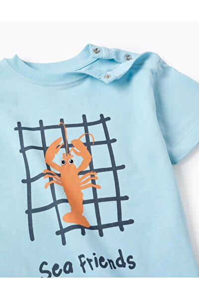 Ziddy Cotton T-shirt with 3D Detail for Baby Boys 'Lobster', Blue