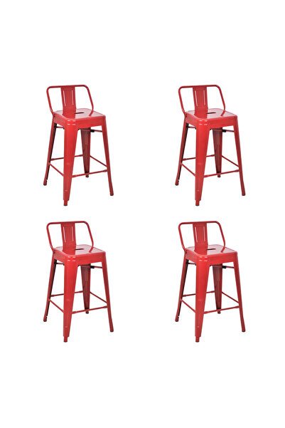 ChairLife Tolix Sırtlı Yüksek Metal Tabure (4 Adet)