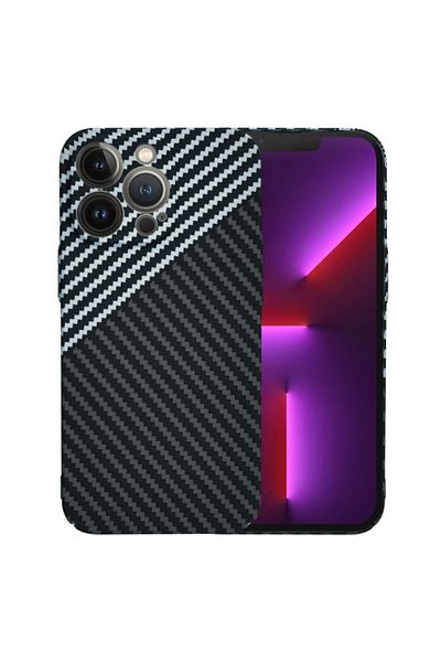SKYDDAR INNOVATION Case for iPhone 13 Pro, carbon texture, Carbonite FiberShell, Gray, sticker set
