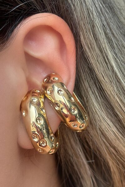 TAKIŞTIR Altın Renk Metal Ear Cuff (Çift)