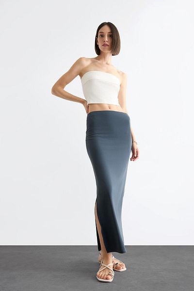 DeFacto Fusta midi slim fit cu fantă F8335AX25SM