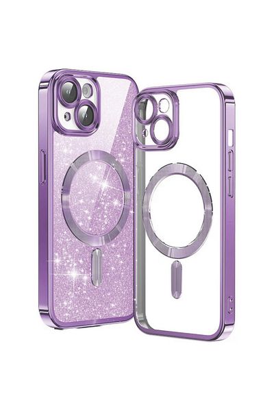 SKYDDAR INNOVATION Case for IPhone 13, Luxury Glitter Magsafe, Shockproof, Removable Back, Light Purple, sticker set