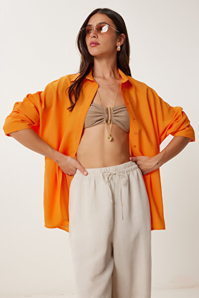 Lovelyİstanbul Cămașă Ayrobin cu fante ORANJ LWF0036