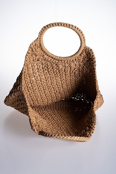 Oblavion Hand Knitted Round Handle Unlined Straw Bag