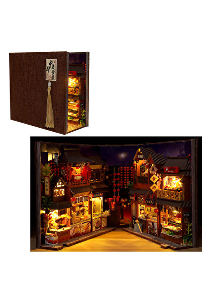 Choice TC27 مع غطاء DIY Book Nook Doll House Miniature Wooden Bookbook Rack Insert Miniatures House Mo