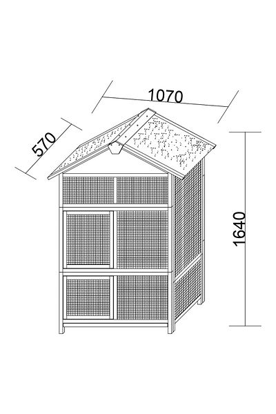 Buntz Wooden aviary for parrots, BUNTZ, double doors with lock, metal mesh, 108 x 57 x 164 cm