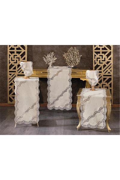 Çeyiz Diyarı Комплект за хол Rua Linen от 5 части, капучино
