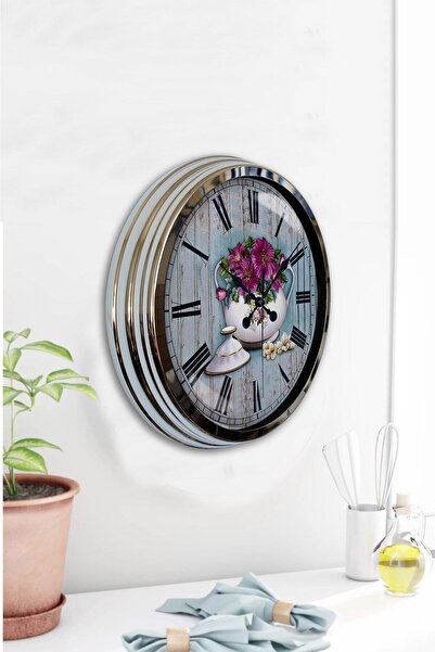 Kasva Concept هدية ساعة حائط بوصلة معدنية من الكروم مقاس 40 سم