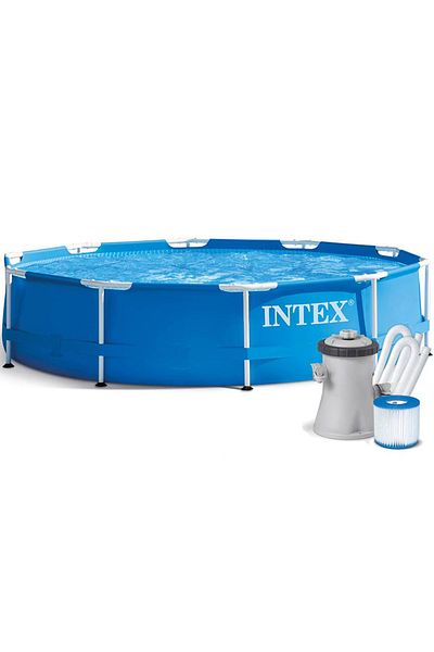 SERSIMO Piscina Cadru Metalic Intex, 305x76 Cm, 4500 Litri, Rotunda, Cu Pompa De Filtrare