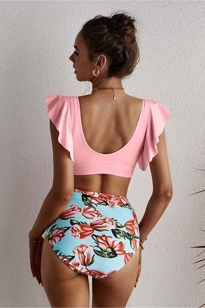 WildFashion Retro high waisted 2-piece swimsuit with ruffles SW2198-5