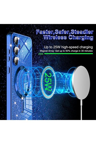 SKYDDAR INNOVATION Θήκη για iPhone 12 Pro, Πολυτελής θήκη Magsafe με γκλίτερ, Ανθεκτική στους κραδασμούς, Αφαιρούμενη πλάτη, Χρυσή, σετ αυτοκόλλητων