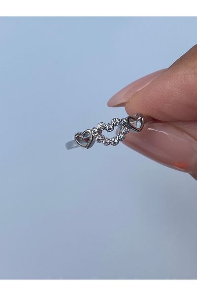 kurukafagift Ring 3 Heart Zircon Stone Model