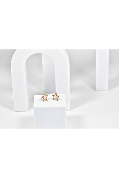 NARRU NARRU earrings, handmade, star-shaped, white, Erica 08
