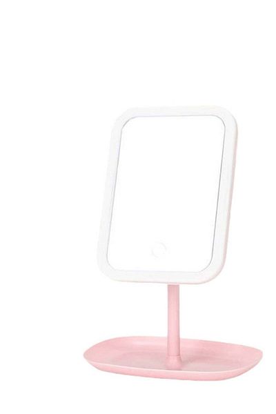 huitich Adjustable LED Makeup Mirror with Storage Tray Pink