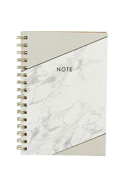 Roco Marble Lined Notebook A5 - 96 Sheets (192 Pages) Light Grey