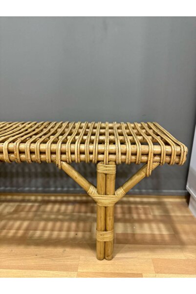 Okman Taiwan Rattan Bench El Yapımı Özel Tasarım 40*46*120 cm Naturel