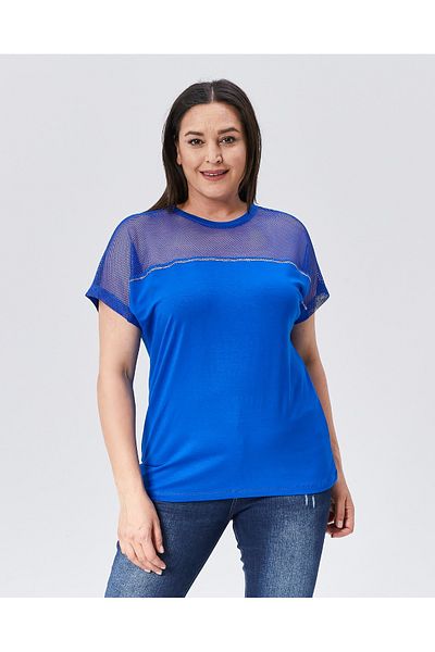 Esina Women's Shoulder Mesh Detailed Viscose Blouse