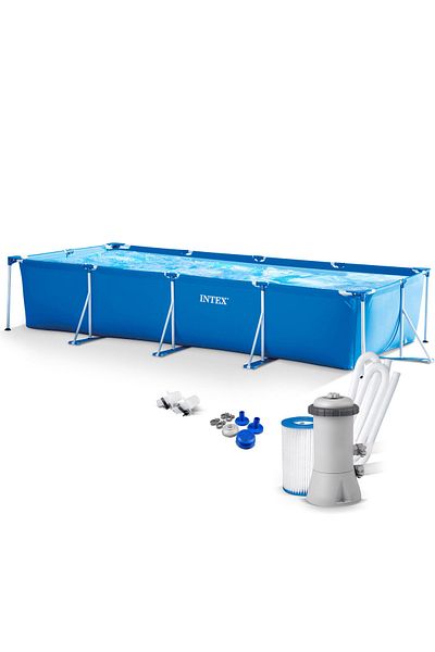 Intex Piscina Cadru Metalic , 450x220x84 Cm, 7.100 Litri, Cu Pompa De Filtrare