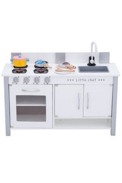 rexa Play Kitchen Set for Toddlers – Wooden Kitchen Toys Playset – Pretend Play White Cooking Set