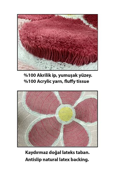 Chilai Home Flower Pink Σετ 2 Χαλιών Μπάνιου Σετ Ακρυλικό