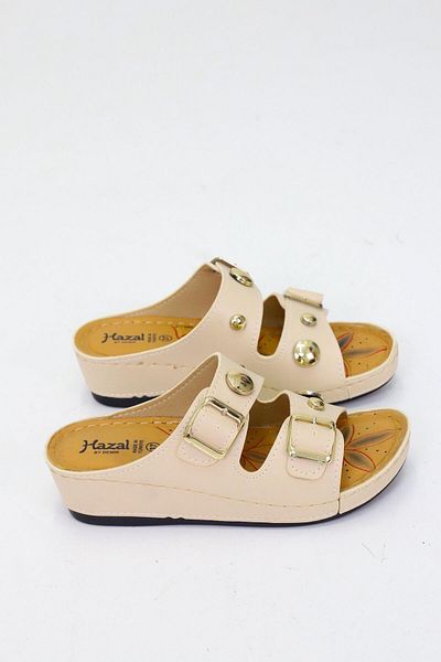 OBAY LİFE Cream Women's Stone 2 Stripes Comfortable Daily Slippers Nbr2022