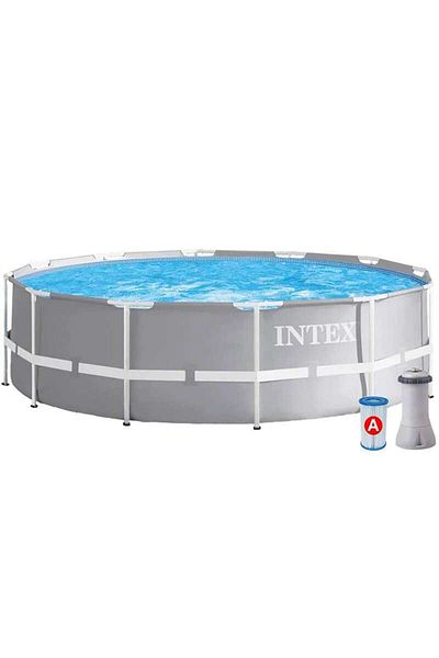 Intex Piscina Cadru Metalic Prisma Frame, 366x76 Cm, 6.500 Litri, Cu Pompa De Filtrare