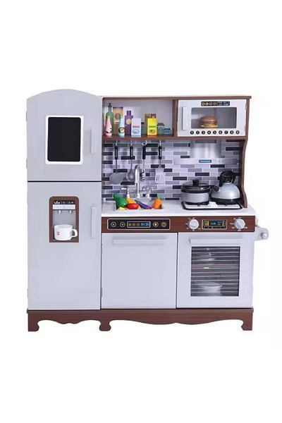 rexa Kitchen Playset for Kids Ages 3-8, Wooden Pretend Play Kitchen with Realistic Sounds, Including