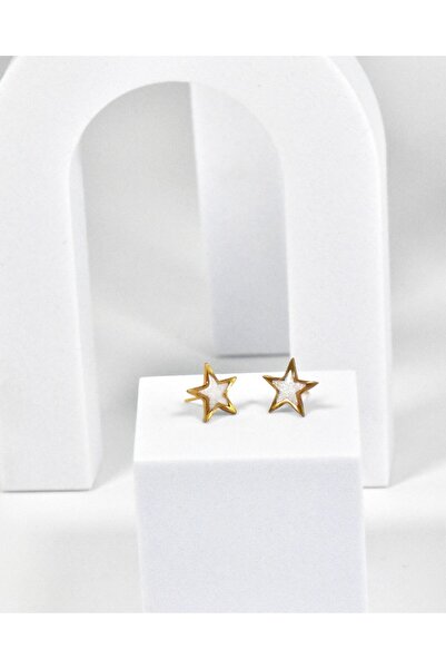 NARRU NARRU earrings, handmade, star-shaped, white, Erica 08