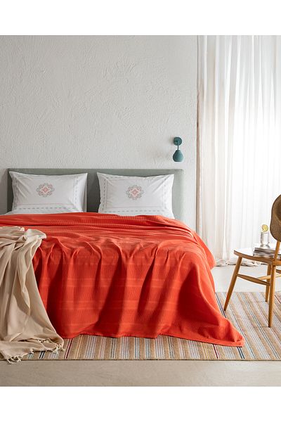 Madame Coco Mathilda Double Cotton Ecocell Plain Pique Set - Mercan