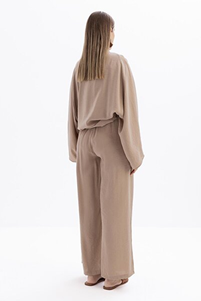 ALLDAY Mink-Waist Elastic Palazzo Modal Trousers