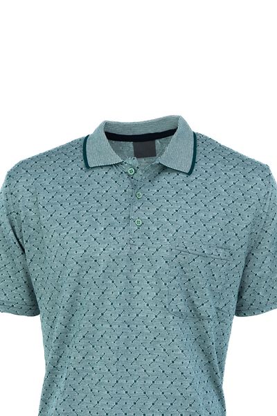 Oppland Men's T-Shirt Summer Pocket Short Sleeve Modern Jacquard Checkered Model Relaxed Cut Cotton Fabric