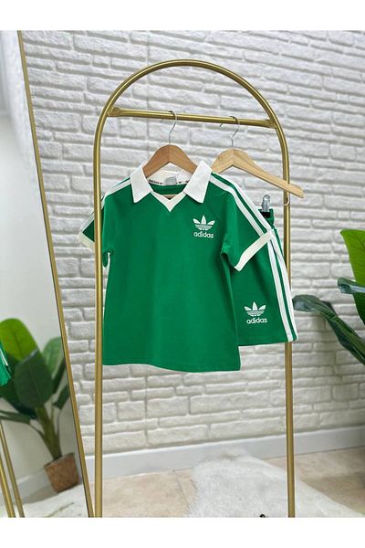 2kids2mom Text Detailed Polo Neck Tshirt and Shorts Bottom Top Boy's Set