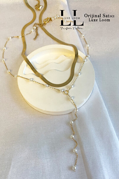 Luxe Loom Zarafetin Işıltısı Kadın Kararmayan Çelik İtalyan Ezme ve İncili Y ...