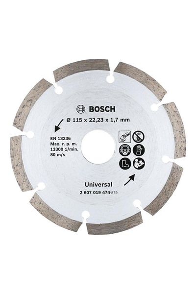 Generic BOSCH Standard Diamond Cutting Disc for Construction Material Silver and Brown 115mm JE2 607 019 474