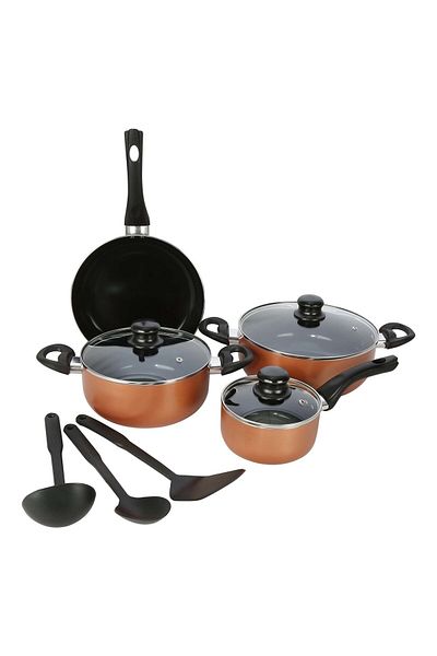 Chefline طقم أواني طهي سيراميك أسود، 10 قطع، YL-C1003