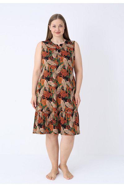 ROMEO LİFE Women's Plus Size Cotton Modal Fabric Short Dress 8005