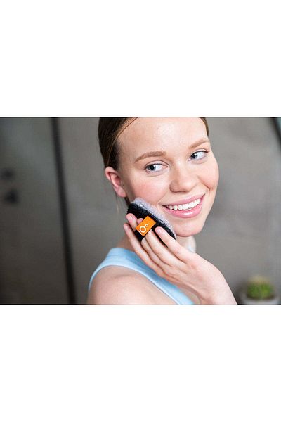 Cleanlogic Bureți de curățare pentru ten sensibil, textură dublă, infuzați cu cărbune, Bath & Body, Cleanlogic, 3 bucăți