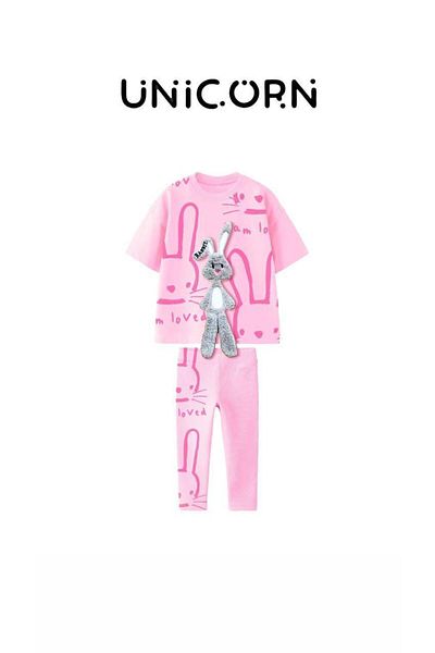 RAPAPA Girl's Rabbit Figured 2-Piece Set - T-Shirt and Leggings Set 1906P
